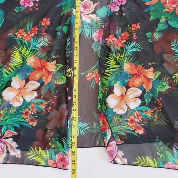 1360 * Band of Gypsies Tropical Sheer Kimono Black Green Size M/L NWT - Picture 6 of 6